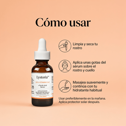 Lystoria™ Sérum de Vitamina C, E y Ácido Ferúlico